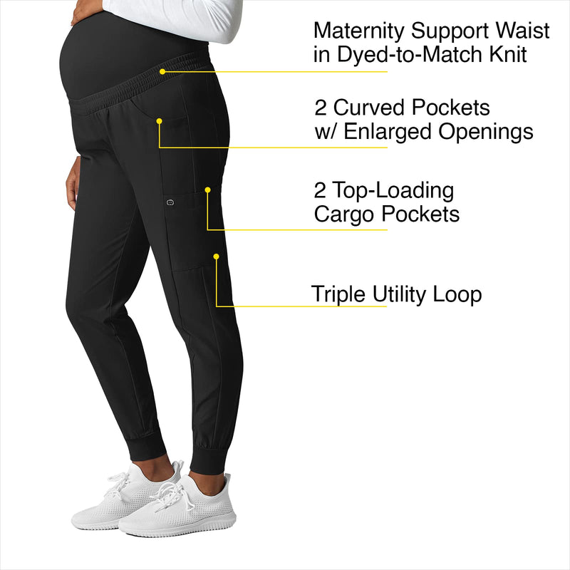WonderWink Women's Maternity Jogger Pant Medium Black