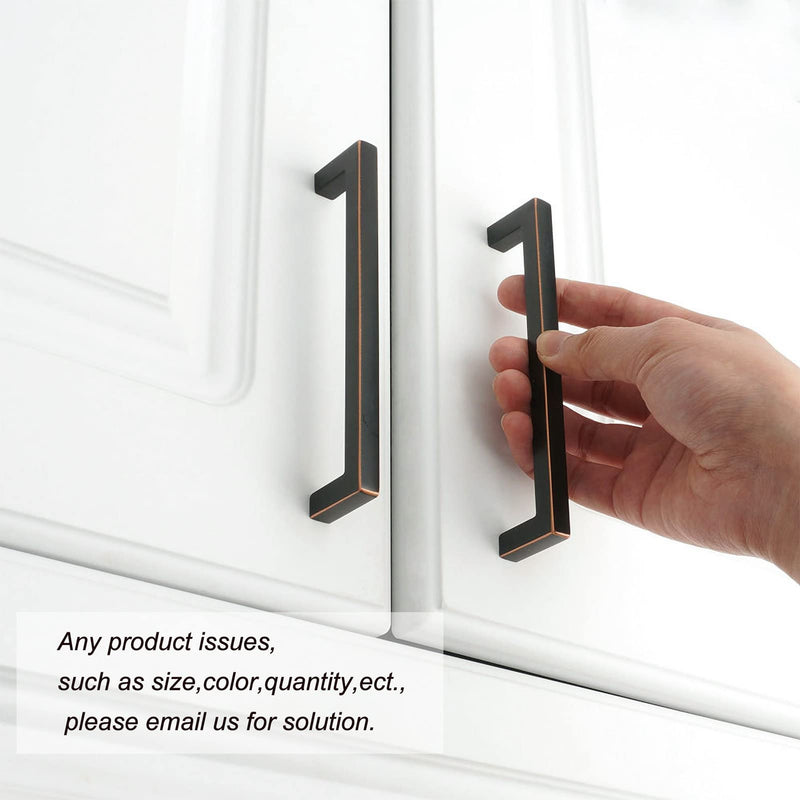 KOOFIZO Solid Square Bar Kitchen Cabinet Handles - Oil Rubbed Bronze Cabinet Pulls, 5 Inch/128mm Screwhole Distance, 10-Pack for Kitchen Cupboard Door, Bedroom Dresser Drawer, Bathroom Hardware 5" CC - 10Pcs Modern