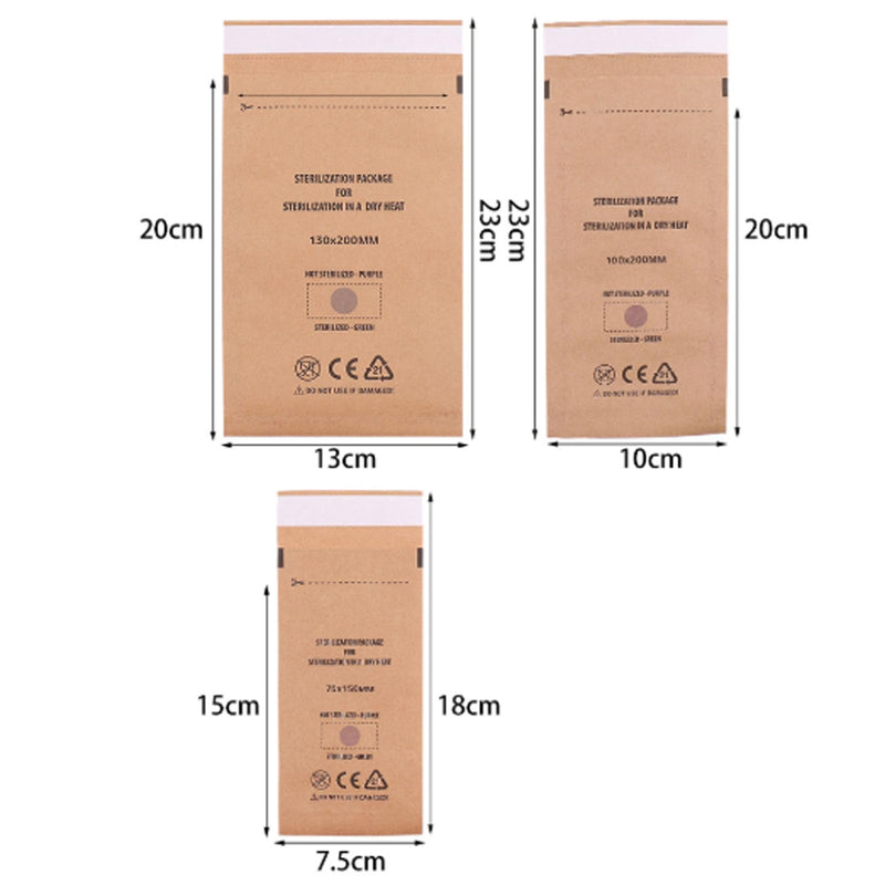 150PCS Of Three Sizes Of Self-Sealing High Temperature Sterilization Dry Heat Kraft Paper Sterilization Pouches Beauty Nail Salon Barbershop Tools Self-Sealing Sterilization Bags (150pcs three sizes) 150pcs three sizes