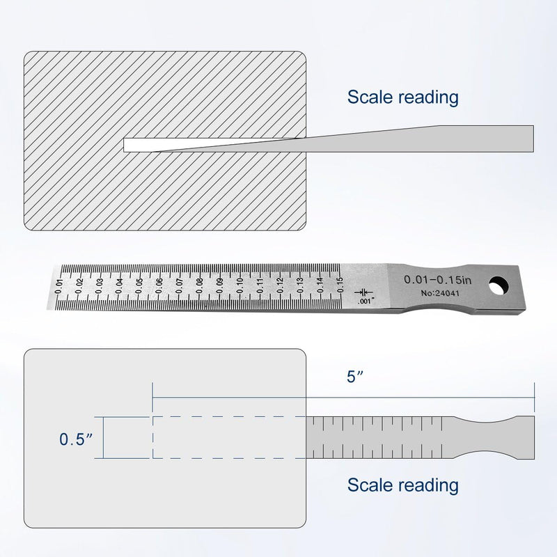 Taper Gap Gauge, Wedge Feeler Wedge Gauge Gage Gap Hole Measure Tool,Inch Unit 0.01"-0.15"(Graduation 0.001")