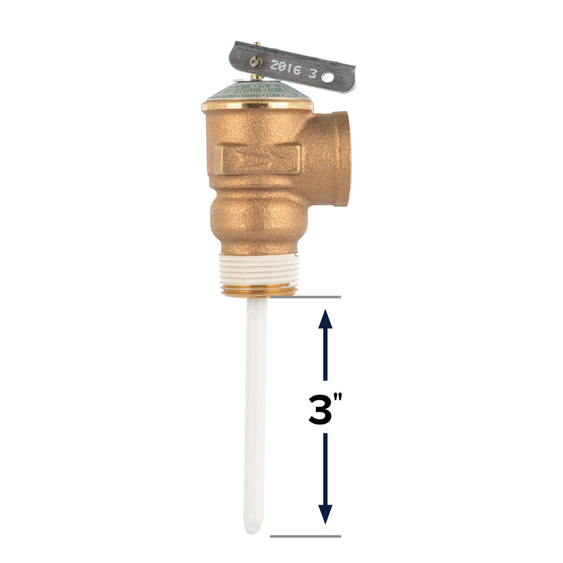 Camco Automatic Temperature and Pressure Relief Valve with Extension Probe and Lever | Features an All Brass Body with a Stainless Steel Pressure Spring | (10473) One Size