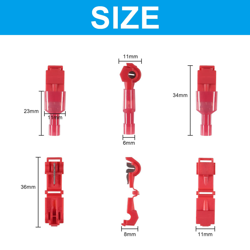 240Pcs/120 Pairs T Tap Wire Connectors 22-18 AWG Kit Quick Splice Wire Terminals T Tap Electrical Connectors Quick Wire Splice and Insulated Male Quick Disconnect Terminal Red RED 240