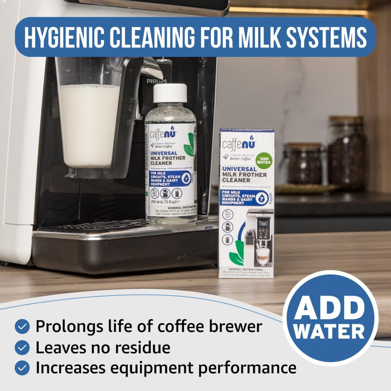 Universal Milk Frother Cleaner 200ml - For Milk Circuits, Steam Wands & Equipment - 7 Doses - Just Add Water