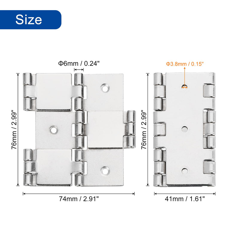 uxcell Double Acting Hinges Folding Screen, 6Pcs 2.99" Double Swing Hinges Retro Style 270 Degree Rotation Screen Door Hinges, Pure White 76x74x25mm Nickel silver
