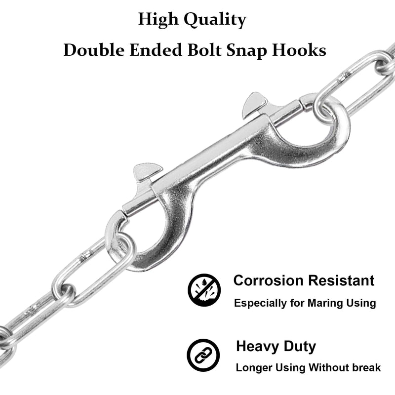 Atibin Ended Double Bolt Snaps Large Stainless Steel Bolt Snap Hooks Clips Trigger Snap Bolt Hook 3.9 inch 4Pcs