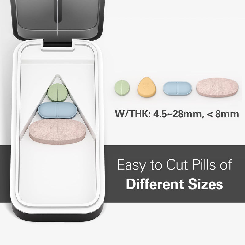 BUG HULL Pill Cutter with Removable Silicone Pad, Pill Splitter with Sharp Blade, Pills Cutters Splitter for Small and Tiny Pills, Tablet Splitters for Small or Large Tablet Professional Black