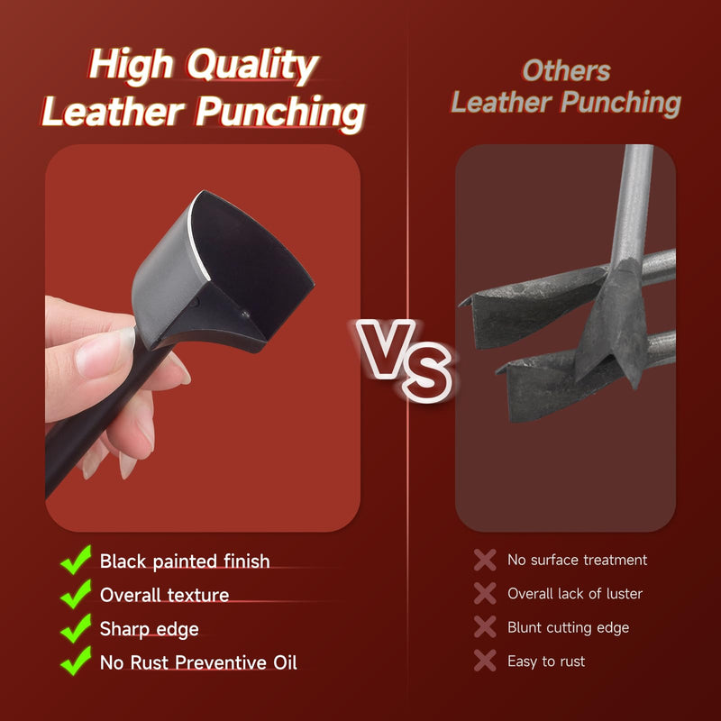 Leather V Shape Cutter Punch,4 PCS 20/25/30/35mm Leather Precision Cutting Tool for Belts, Crafts, DIY Leatherworking – Durable Stainless Steel Punch Set