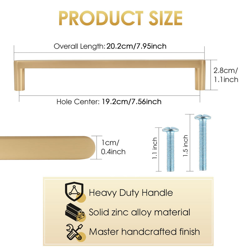 Champagne Bronze Zinc Alloy Solid Cabinet Pulls 7-1/2 Inch(192mm) Hole Center,Heavy Duty Drawer Handles Cabinet Hardware for Bedroom,Dresser,Kitchen 6 Pack 8521 7-1/2 in Hole Centers Champagne Bronze