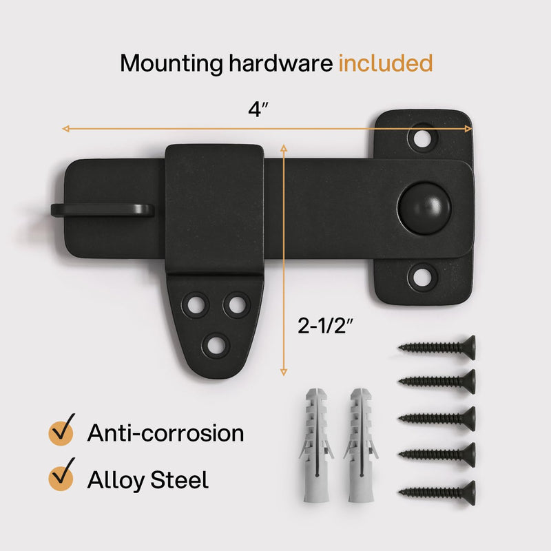 Barn Door Latch - Shed Door Latch - Sliding Barn Door Latches and Catches - Barn Door Lock - Black Wrought Iron Rustic Flip Latch Hardware Kit for Double Doors, Garden Gate, Cabinet, Bar, Pantry 1