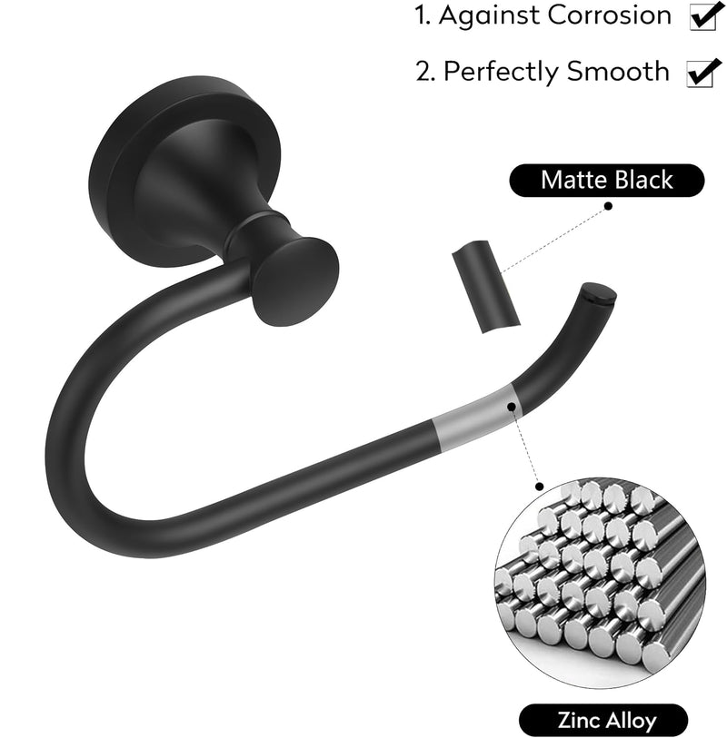 Black Toilet Paper Holder, Bathroom Toilet Tissue Roll Holder Hanger, Matte Black Towel Paper Holder for Bathroom, Wall Mount Bathroom Hardware Accessories
