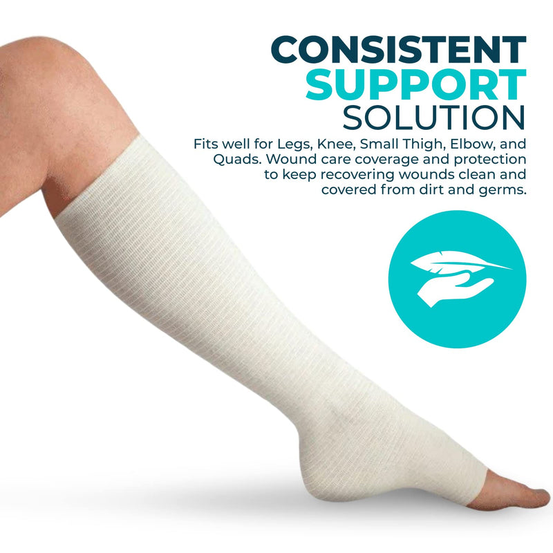 Premium Elastic Tubular Medical Bandage Size F Stockinette, 4 inches x 33 Feet Plus One Pair of Medical Scissors Size F (4.0" x 33')