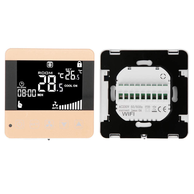 Digital Fan Coil Thermostat for Central AC - Smart Programmable Temperature Controller with LCD Display (5-35°C Range) - 4 Speed Modes, Universal for HVAC Systems (AC200-240V) General Type