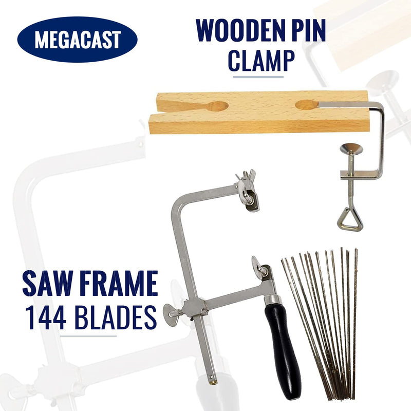 3 in 1 Professional Jeweler's Saw Set Saw Frame 144 Blades Wooden Pin Clamp Wood Metal - NewNest Australia