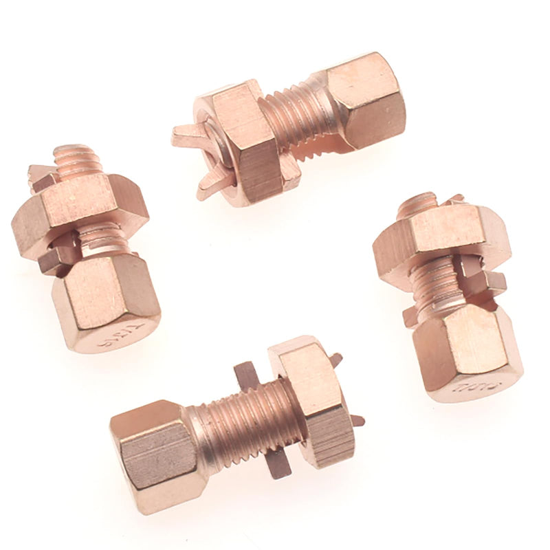 FDXGYH 4 Pack Grounding Split Bolt Connector Copper Grounding Clamps Bolt Connection Clamp for Completing Ground Bonding to Bare Wires TJ-16 TJ 16-4PCS