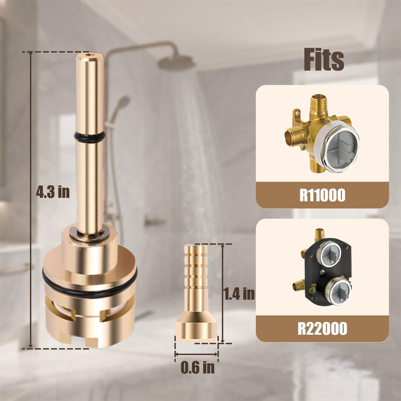 RP71718 3-Function Non-Shared Diverter Cartridge Replacement Compatible With R11000 R22000 Shower Faucet Valve 3 Separate And 3 Off Positions Solid Brass Repair Kit with Installation Tools