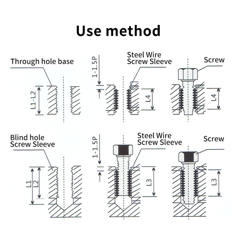60pcs Stainless Steel Thread Repair Sleeve Kit M3 M4 M5 M6 M8 M10 Wire Screw Sleeve Assortment Kit