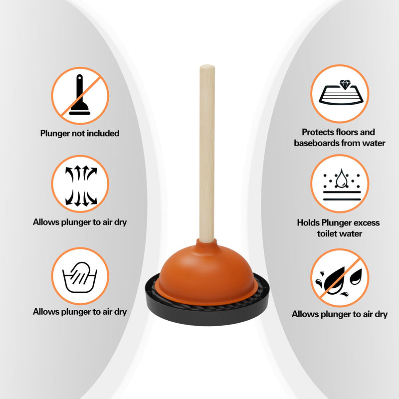 Plunger Tray 2pcs black - Plunger Mat Air Drying Mat for Toilet Plunger - Plunger Holder Catches Drips - Wicks Water from Plunger and Dries Quickly, toilet plunger holder only