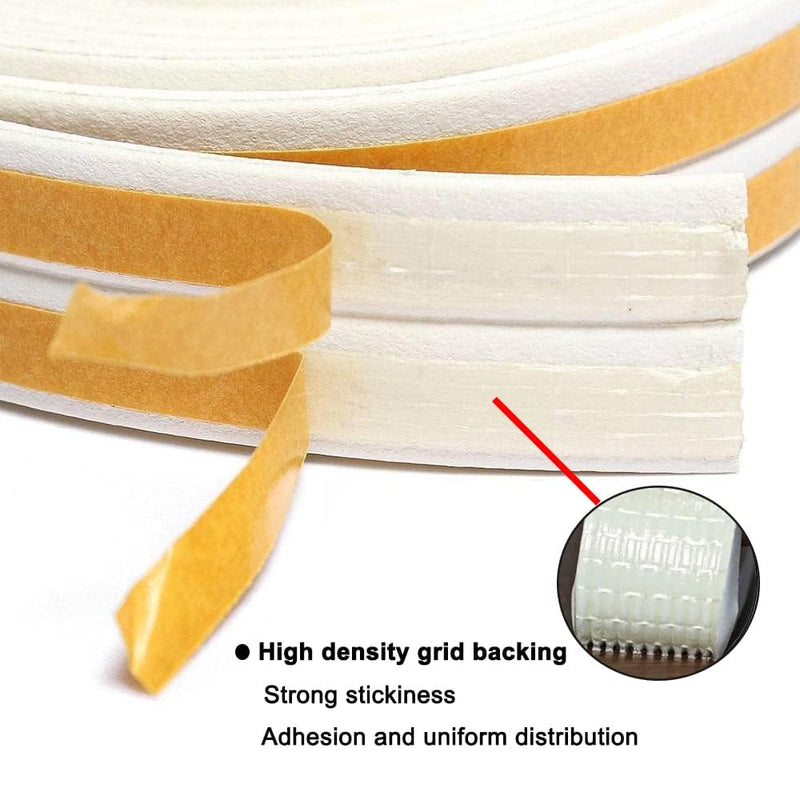 Weather Stripping Seal Strip Tape, Doors Windows Frame Self Adhesive D Type Foam Sealing Tape, 32.8Ft Rubber Soundproof Insulation Cell Foam Stripping, White