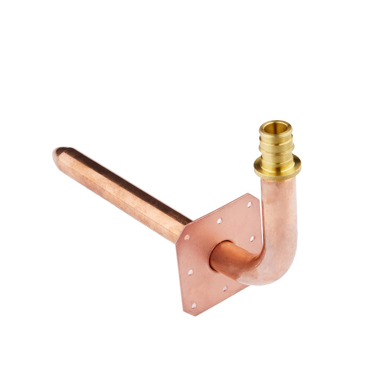 5Pcs EFIELD 1/2"PEX-A Copper Stub Out Elbow With Flange,8"L(STUB006-5)