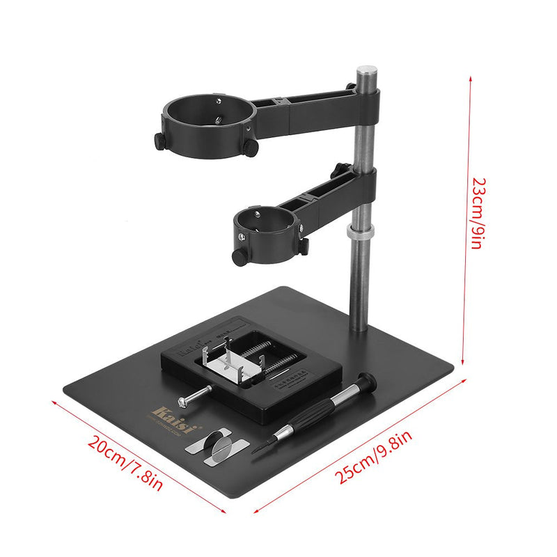 Heavy Duty Hot Air Gun Holder Cast Aluminum Base Clamp with 2 Fixtures for BGA Rework Soldering Station