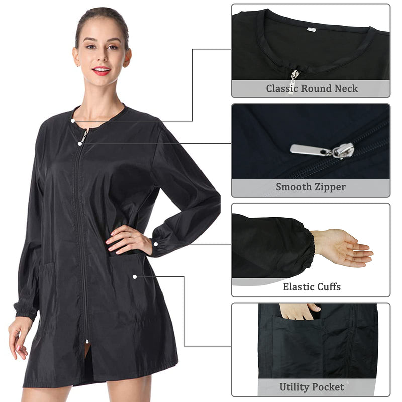 Chameleon Fabric Salon Smock Professional Stylist Jacket Waterproof Haircut Cape Barber Apron M code Black