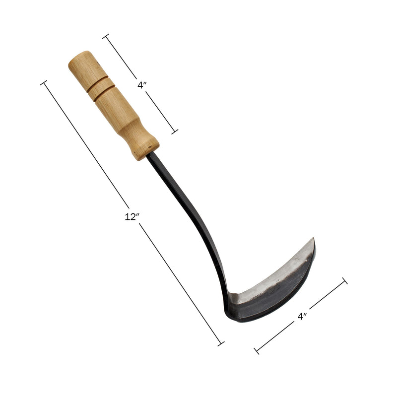 Kings County Tools Japanese Made Weeding Sickle Tool | Nejiri Kama | Razor Sharp 4" Drop Forged Steel Blade | Designed for Strength, Durability, and Quick Weed Removal | 7" Overall Length