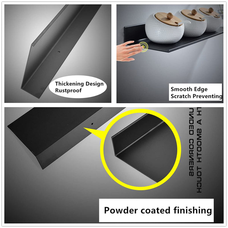 Z metnal Bathroom Shelf, Floating Shelves, Metal Display Wall Shelf, Aluminum, Wall Mounted, Matt Black,16 inch, 2 Pack 16 inch