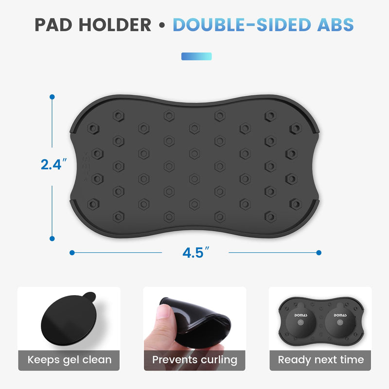DOMAS TENS Electrode Pads (Compatible with PowerDot 2.0 Cable Connector), 12-Pad Set with Pad Holder, Reusable 2.1" Round & 2" x 4" Rectangular