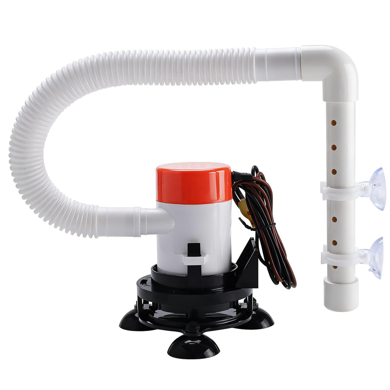 YaeMarine 12V 350 GPH Portable Livewell Aerator Pump Kit for Boats Baitwell | 12V DC submersible aerator pump, keeps bait oxygenated, ideal for boats, coolers, ice chests on fishing trips
