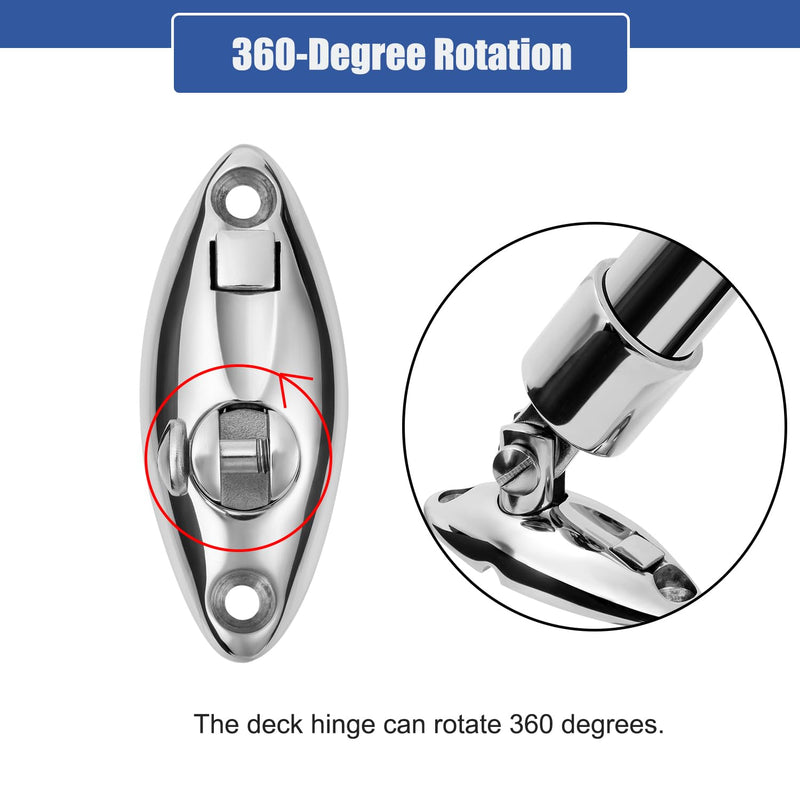Boat Quick Release Bimini Top Swivel Deck Hinge, 360 Degree Rotation, Solid 316 Stainless Steel, Marine Bimini Top Hardware(2-Pack)