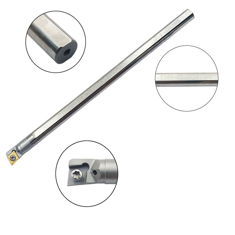 E06K-SCLCR06 Tungsten Steel Tool Holder with Internal Cooling (6mmx125mm) - High Seismic Resistance, CNC Efficiency | Includes 1 Holder + 1 Box CCMT060204-HM Inserts (E06K-SCLCR06 with Inserts) E06K-SCLCR06 with Inserts