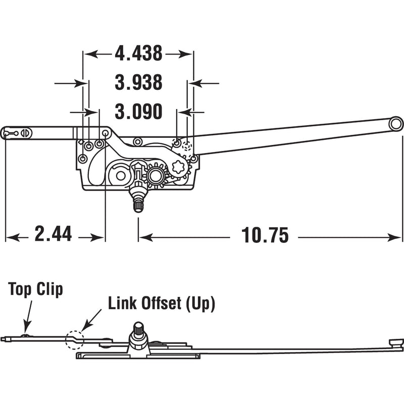 Truth TH 24031 Casement Operator, 10-3/4 In., Right, E-Gard Coating, Entrygard Dual Arm (Single Pack)