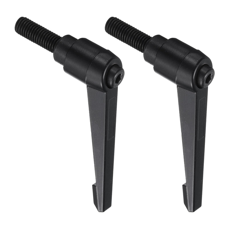 uxcell 2pcs Lever Adjustable Handles M10 x 32mm Metric Male Thread with Nuts Washers, Level Clamping Handle Set Hand Stud Knobs Rotating Screw Handles Bolts with Locking Lever, Black