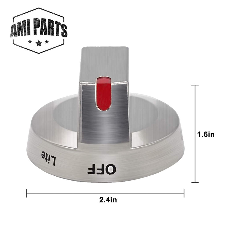 AMI PARTS DG64-00473A Range Burner Dial Knob Range Oven Knob Compatible with Samsung Gas Range NX58F5700WS NX58K7850SS NX58H5600SS NX58J7750SS NX58M6850SS NX58H5650WS 1 Silver