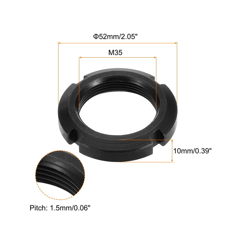 uxcell M35x1.5mm Retaining Four-Slot Slotted Round Nut, 4Pcs Carbon Steel Round Lock Nut for Various Rolling Bearings, Industrial Field, Black