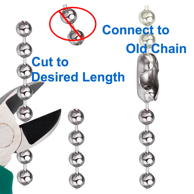 2 Pack 12-inch Ceiling Fan Pull Chain, 3mm Beaded Ball Chains White Wooden Decorative Pendant Extension Chains for Ceiling Light Lamp Fan Chain 2