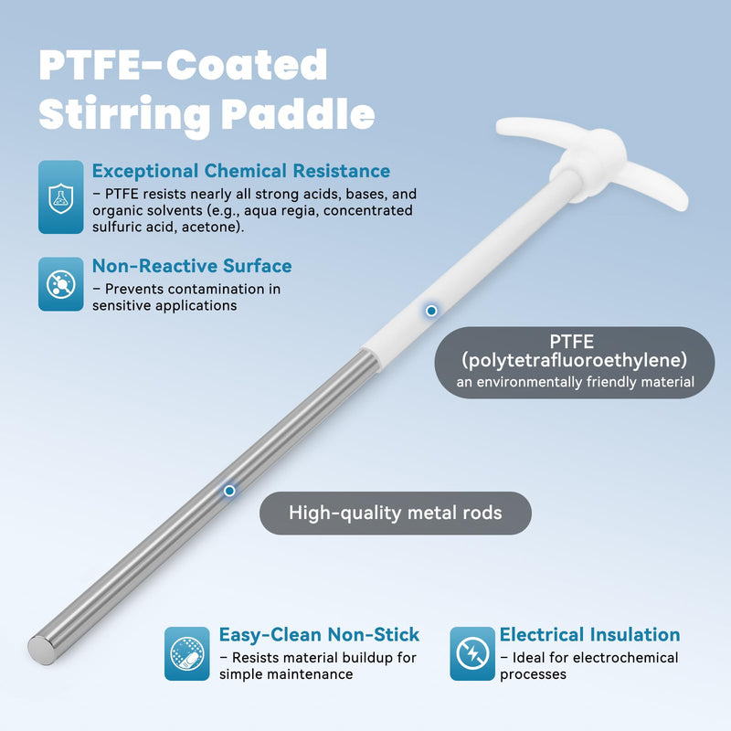 PTFE Stirring Rod with Three-Blade Propeller Stirrer & Dissolution Paddle Stirrer – 3-Piece High-Performance Lab Stirring Tool Set, Chemical-Resistant Precision Mixing for Lab Industrial Use Set 01