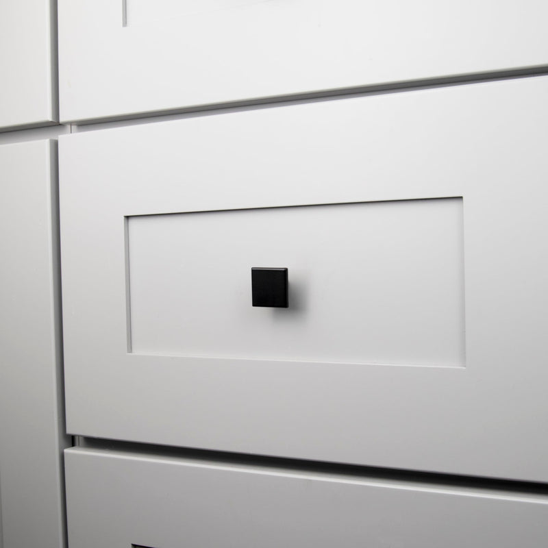 Hickory Hardware 10 Pack of Square Kitchen Cabinet Knobs, Quality Drawer and Dresser Knob, Handle Pulls for Cabinet Doors, Bathroom Drawers, 1-3/16 Inch, Matte Black