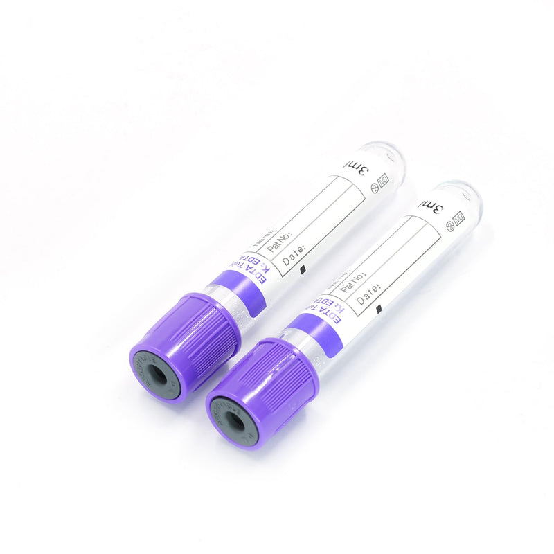Vacutainer Blood Collection Tubes Lab Vacuum Blood Collecting Tube for Pet Animals Veterinary Lab Supplies 100 Pcs Wrap Packaging (K₂ EDTA Tube, 3ml) K₂ EDTA Tube