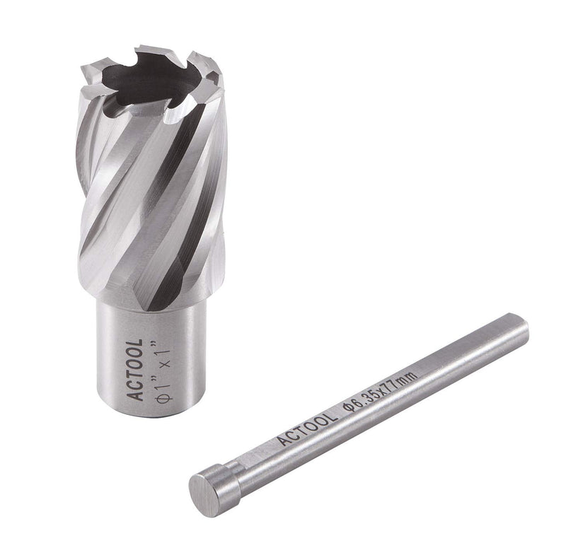 ACTOOL 1" Diameter × 1" Depth of Cut HSS ANNULAR Cutter with 3/4'' Weldon Shank 1'' x 1''
