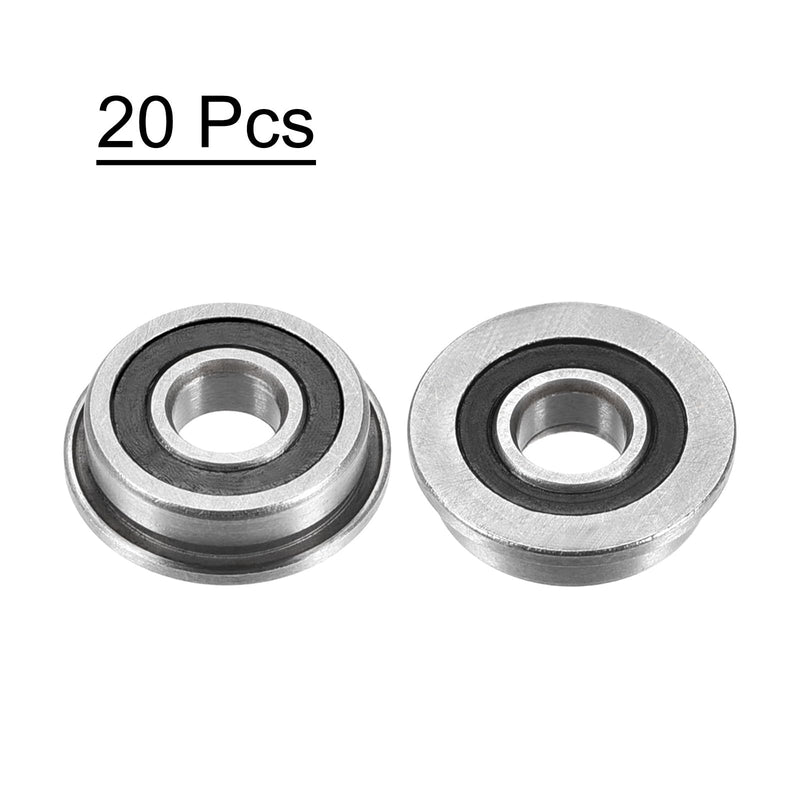 uxcell F695-2RS Flanged Ball Bearing 5x13x4mm Double Sealed Chrome Steel Flange Bearings, 20pcs 20