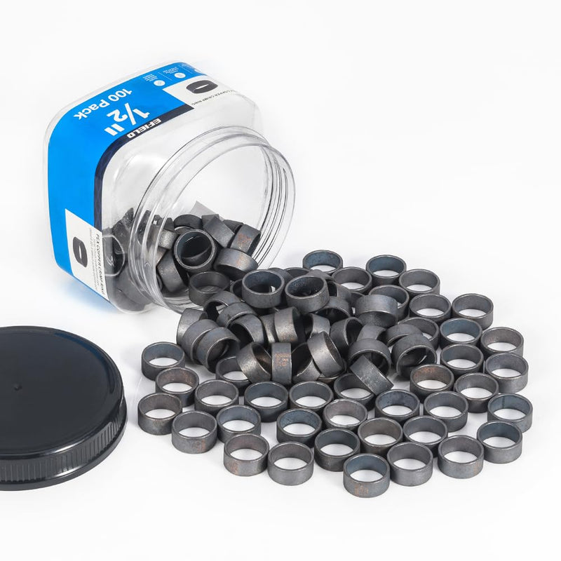 100-Pack in Bottle EFIELD 1/2" Pex Copper Crimp Rings For Pex Pipe Connection,Black-Oxidized Surface Treatment Copper-1/2 Pack 100