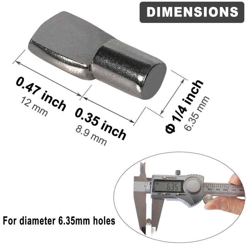 Shelf Pegs Pin Diameter 1/4 Inch for Cabinet Shelves Support Clips Holder, Spoon Shape, Black Nickel, Pack of 20 BlackNickel