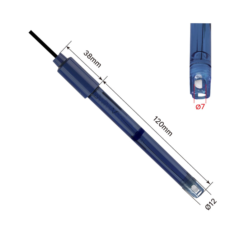 Apera Instruments 203DJ-C in-line Double Ceramic Junction Long-Life pH Electrode pH Sensor pH Probe for General Water Solutions' Continuous Monitoring or Lab Measurement with BNC Connector