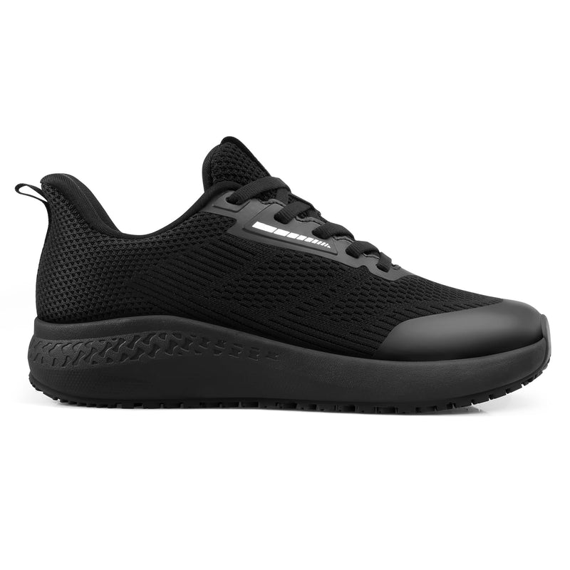 Non Slip Shoes for Women Food Service Slip Resistant Work Shoe Restaurant Chef Kitchen Hospital Staff Walking Sneakers Breathable Lightweight with Lace Up Design 7 Black White