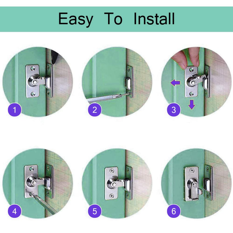 WANLIAN Mini Size 90 Degree Door Latch Sliding Door Lock Screen Door Latch Pocket Door Latch Silver1