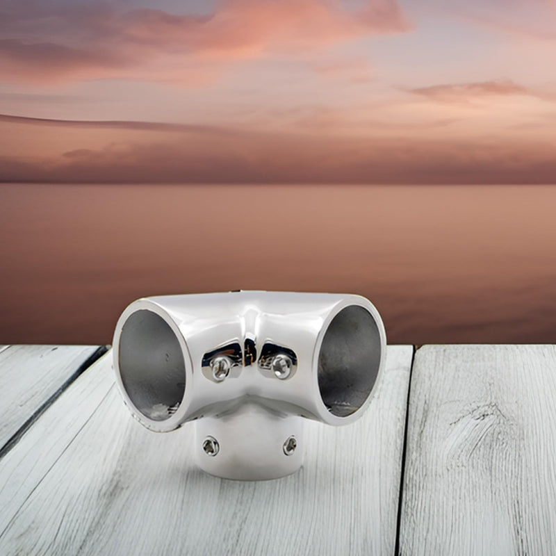 Marine Grade Heavy Dudy Pipe Hand Rail Tee 316 SS Mirror Polished Hand Rail Fitting-90 Degree 3 Way Corner Elbow 7/8IN OR 1IN