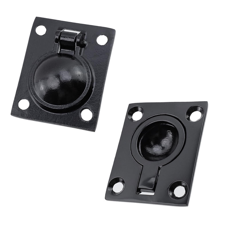 4 Pcs Black Stainless Steel Flush Ring Pull Stainless Steel Boat Hatch Latch Cabinet Flush Mount Lifting Ring Pull Handle, 1.8"x1.4" 4