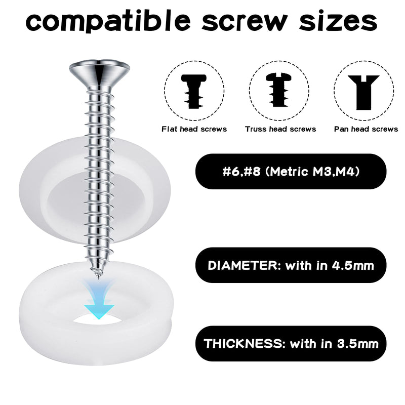 200Pcs Plastic Hinged Screw Cover Caps, 5mm Folding Screw Cover Cap with White Screw Caps, Shutter Screw Caps Snap Washer Covers Flip Tops for Covering Screw Heads, Screw Protection