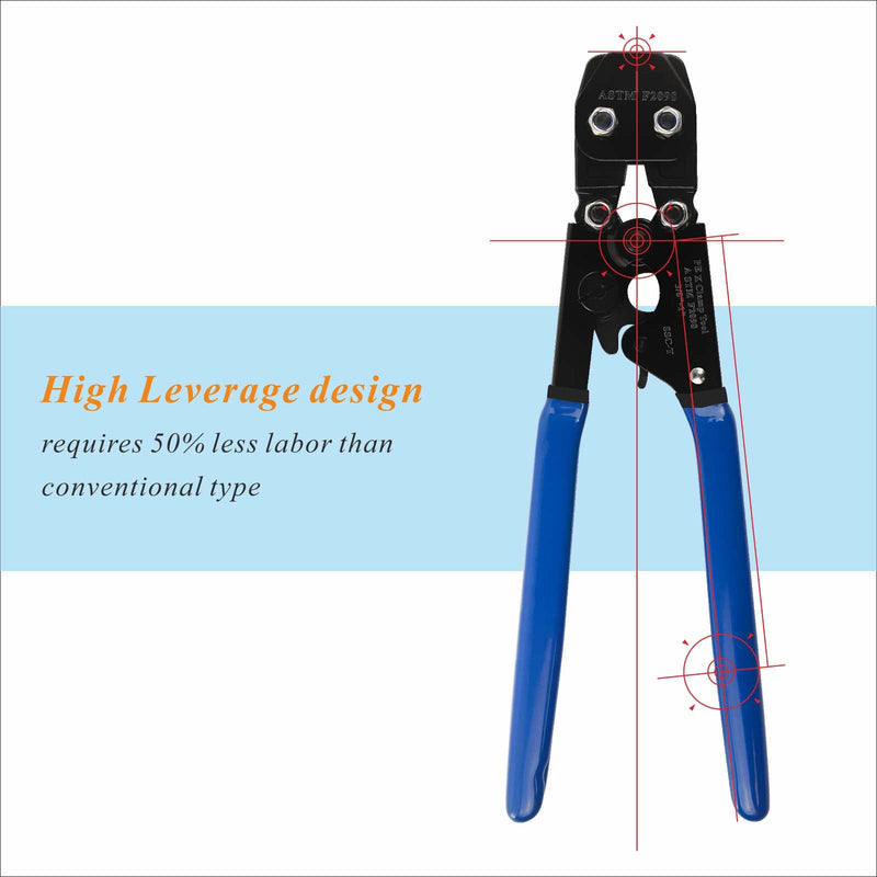 PEX Pipe Clamp Cinch Tool Crimping Tool Crimper for Stainless Steel Clamps from 3/8-inch to 1-inch with 1/2-inch 10PCS and 3/4-inch 10PCS SS PEX Clamps,with Pipe Cutter CH-T-2